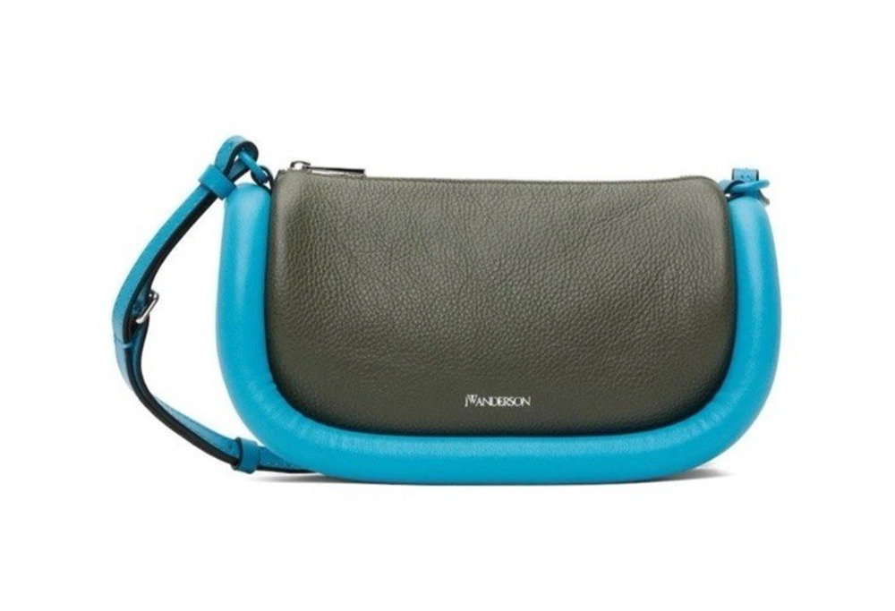 JW Anderson Bumper-12 Leather Shoulder Bag Dark Olive/Turquoise - NEW